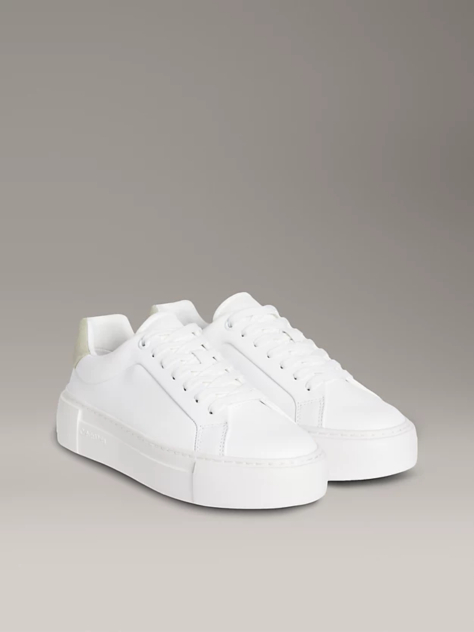 Λευκό Δερμάτινα Sneakers Με Πλατφόρμα  Γυναίκα