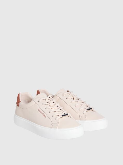 Beige Vulcanised Leather Trainers  Women
