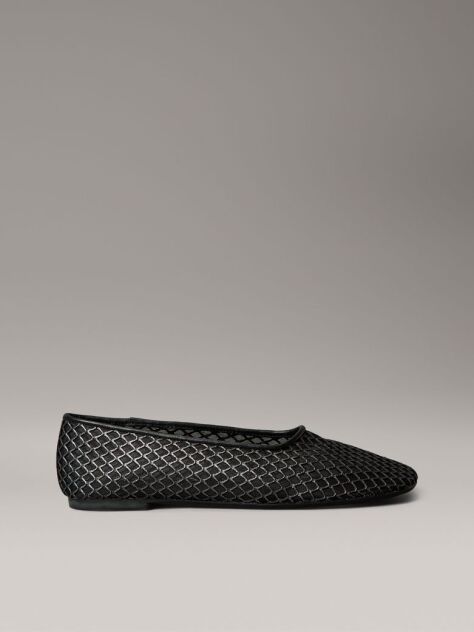 Black Shimmer Mesh Ballerinas  Women