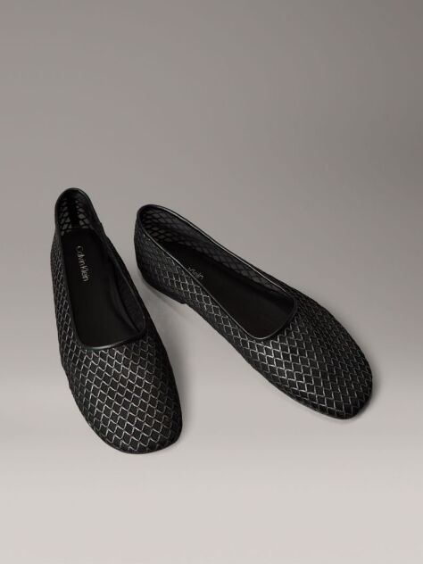 Black Shimmer Mesh Ballerinas  Women