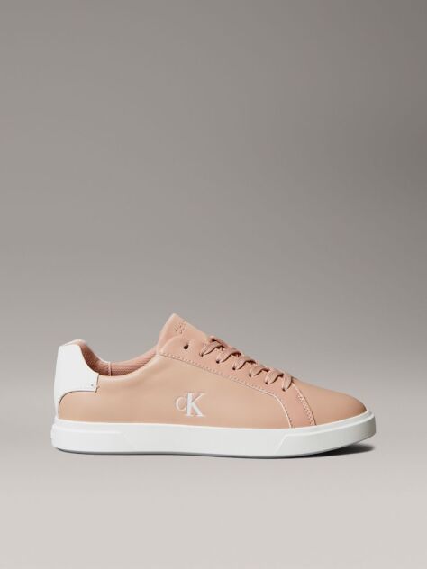 Pink Leather Signature Logo Trainers  Women