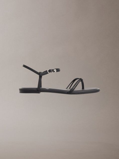 Black Amira - Square Toe Flat Sandals  Women