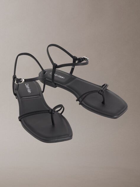 Black Amira - Square Toe Flat Sandals  Women