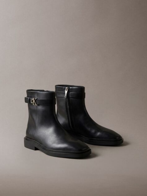 Black Leather Signature Ankle Boots  Women