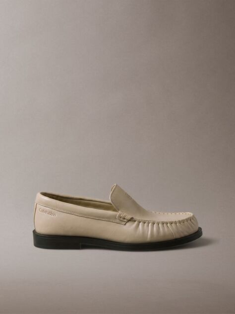 Beige Thea - Leather Pleated Loafers  Women