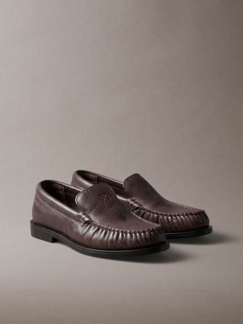 Brown Thea - Leather Pleated Loafers  Women