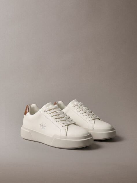 White Leather Durable Traction Chunky Sneakers  Women