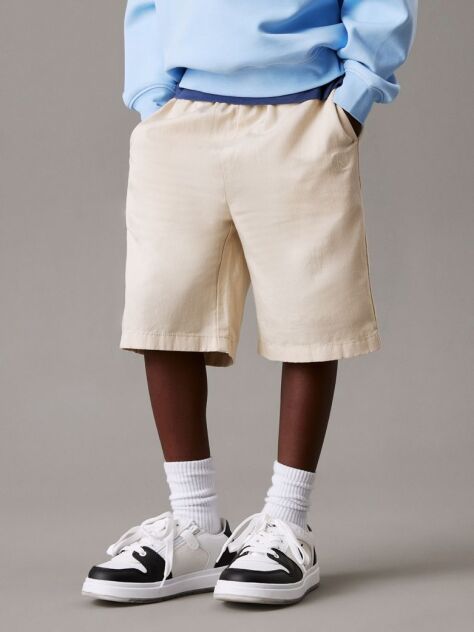 Beige Relaxed Linen Blend Shorts  Boys