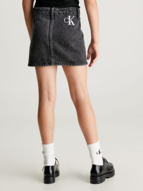 Black Washed Black Denim Skirt  Girls