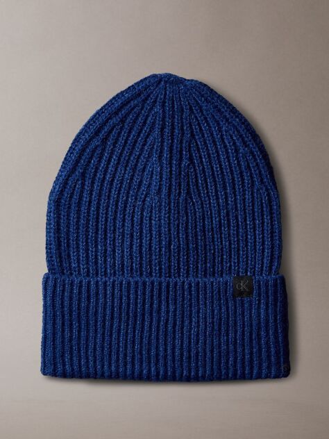 Blue Unisex Ribbed Beanie  Kids Unisex