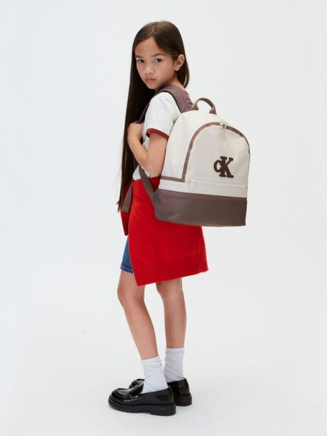 Beige Kids' Signature Logo Backpack  Kids Unisex