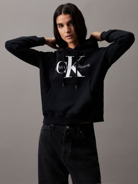Μαύρο Hoodie Με Μονόγραμμα  Γυναίκα