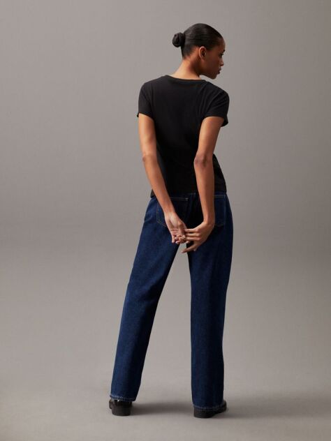 Black Slim Organic Cotton Logo T-Shirt  Women