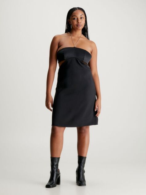Black Satin Chain Detail Bustier Dress  Women