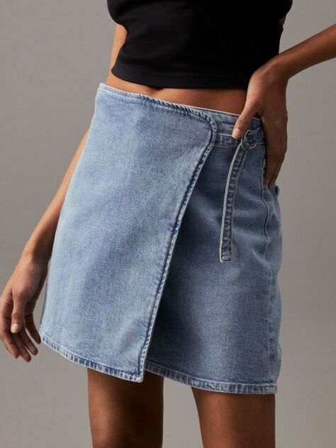 Denim Denim A-line Wrap Skirt  Women