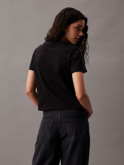 Μαύρο Cropped T-shirt Με Μονόγραμμα  Γυναίκα
