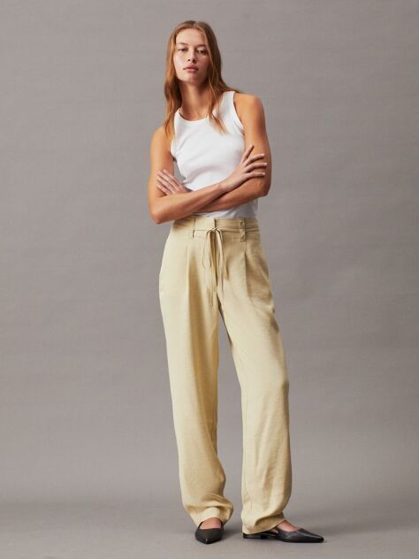 Πράσινο Tapered Παντελόνι Από Μαλακό Twill  Γυναίκα