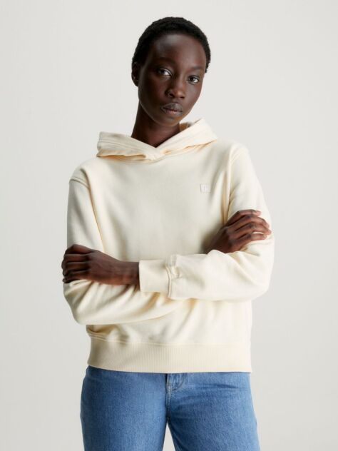 Beige Cotton Terry Hoodie  Women