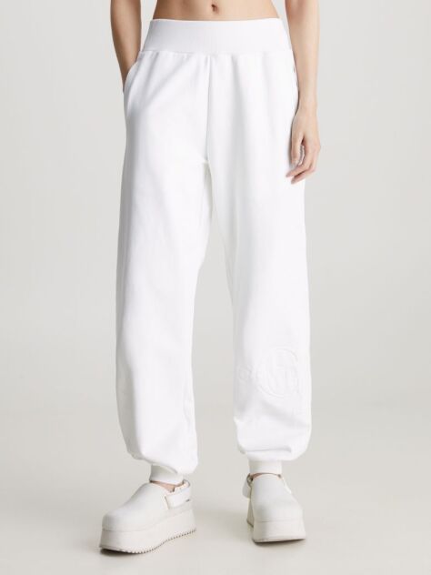 White Relaxed Monogram Joggers  Women