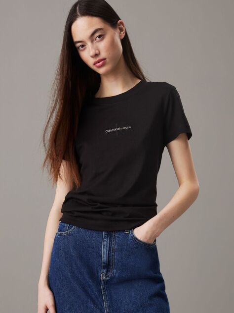 Black Slim Monogram T-shirt  Women