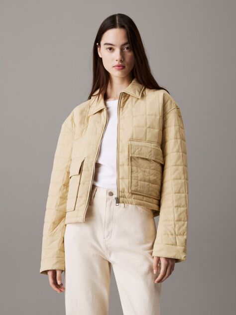 Beige Short Quilted Jacket  Women