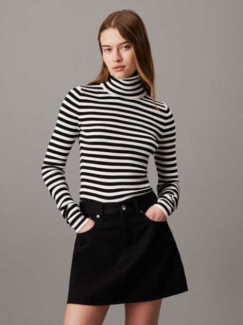 Multi Slim Ribbed Roll Neck Jumper  Women