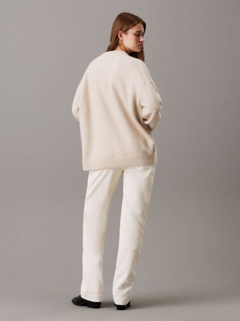 White Corduroy Straight Trousers  Women