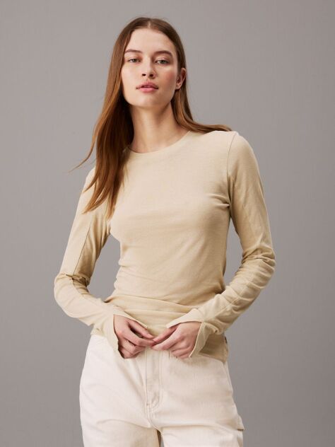 Yellow Sheer Knit Long Sleeve Top  Women