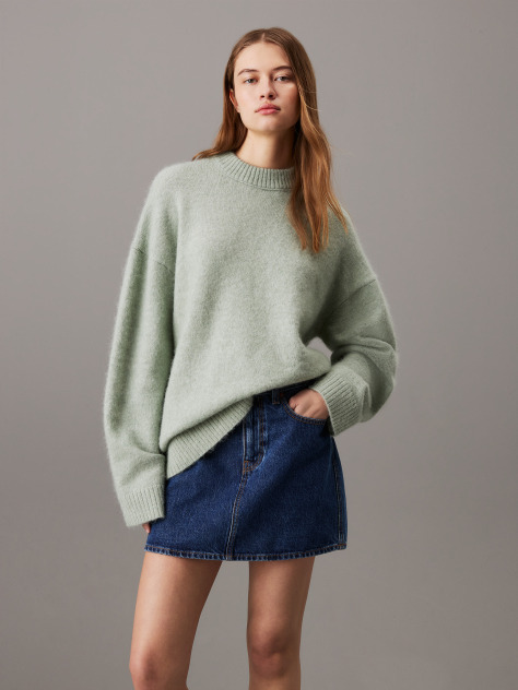 Green Relaxed Wool Blend Jumper  Women