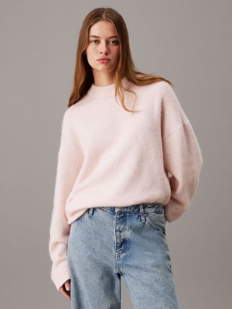 Pink Relaxed Wool Blend Jumper  Women