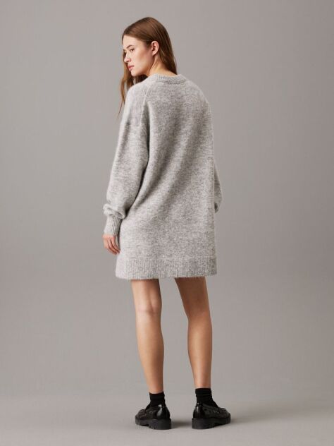 Grey Soft wool blend jumper dress with V-neckline  Women