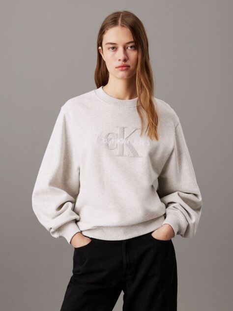Grey Relaxed Chenille Monogram Sweatshirt  Women