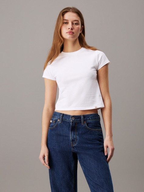 White Slim Cropped T-shirt  Women