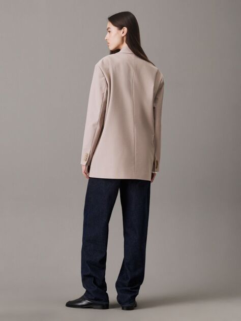 Beige Relaxed Double-Breasted Blazer  Women