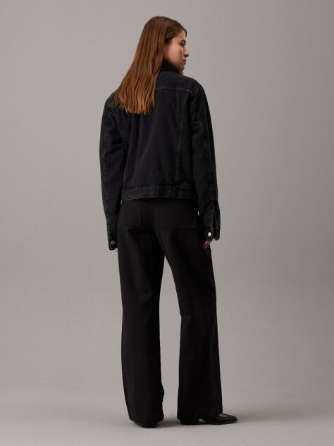 Black Relaxed Cotton Flannel Trousers  Women