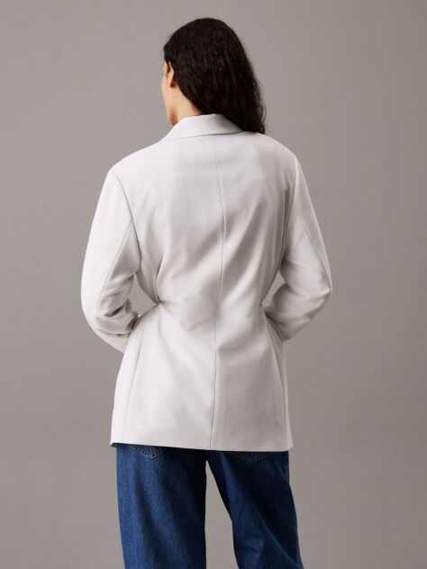 White Soft Twill Tie Back Blazer  Women