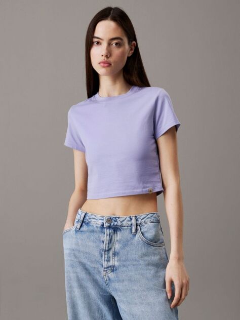 Purple Cropped Cotton Stretch T-shirt  Women