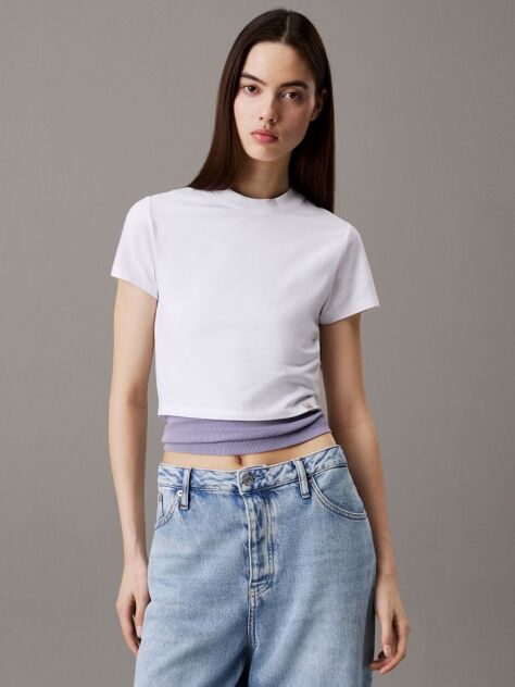 White Cropped Cotton Stretch T-shirt  Women