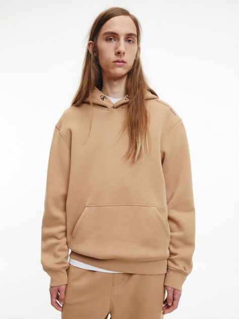 Καφέ Hoodie Με Ρίγα Με Λογότυπο Και Άνετη Γραμμή  Άνδρας