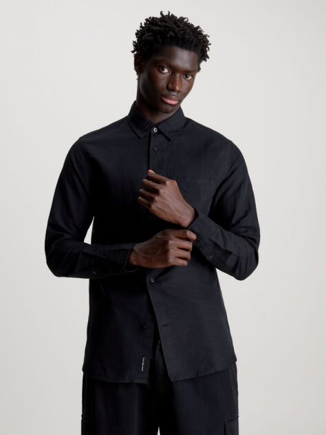 Black Linen Cotton Shirt  Men