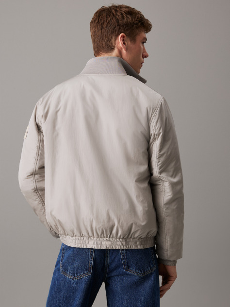 Grey Padded Nylon Zip Up Jacket  Men