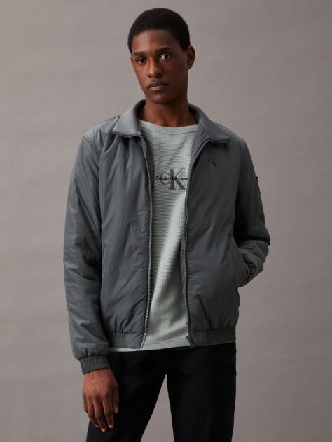 Grey Padded Nylon Zip Up Jacket  Men