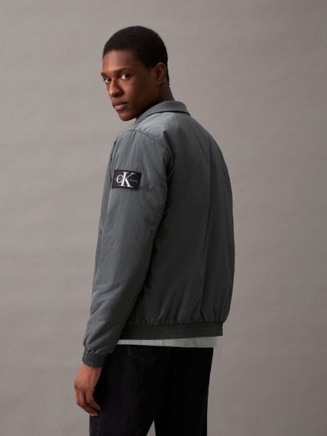 Grey Padded Nylon Zip Up Jacket  Men