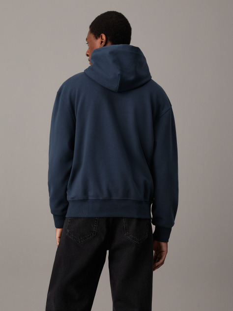 Μπλε Άνετο Hoodie Με Φερμουάρ  Άνδρας