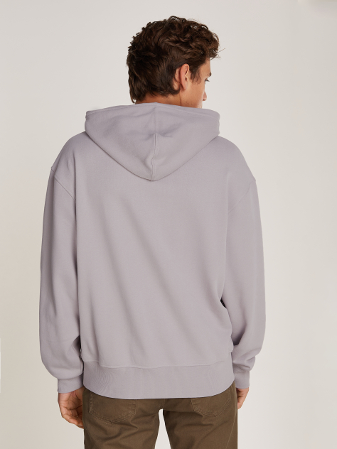 Grey Embroidered Box Hoodie  Men