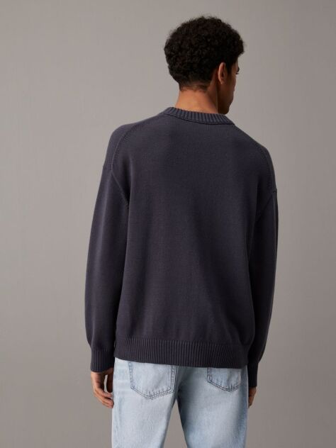 Black Oversized Cotton Wool Jumper  Men