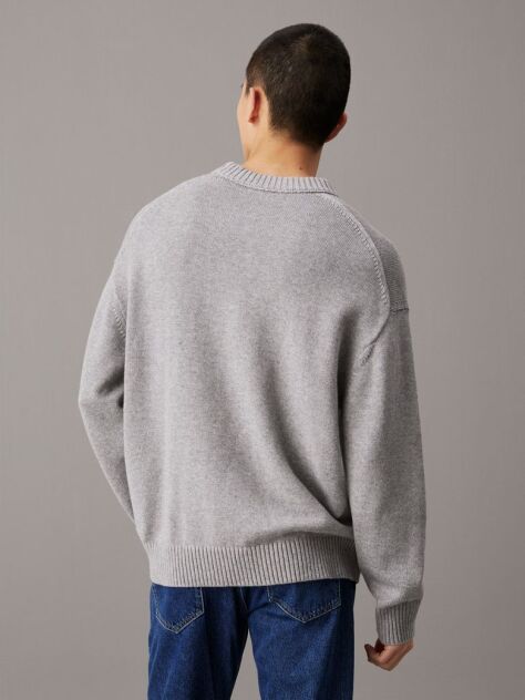 Grey Oversized Cotton Wool Jumper  Men