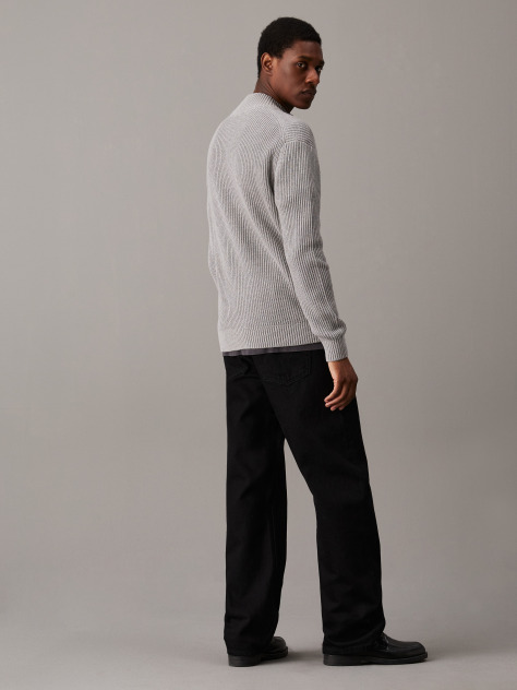 Grey Ribbed Cotton Zip Up Cardigan  Men