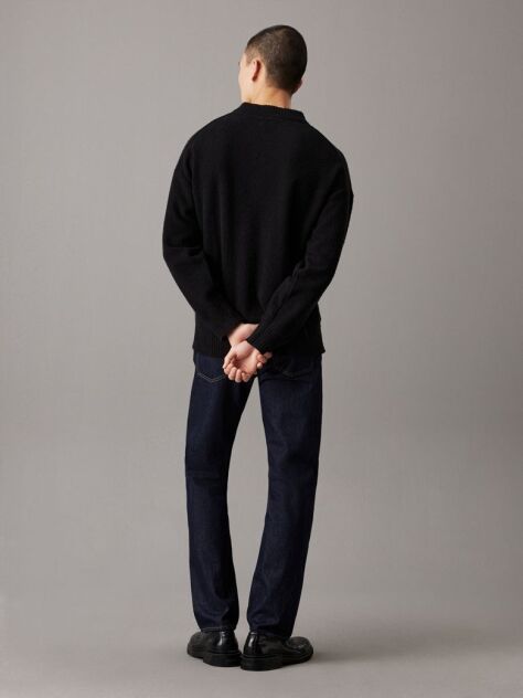 Black Cotton Bouclé V-Neck Jumper  Men