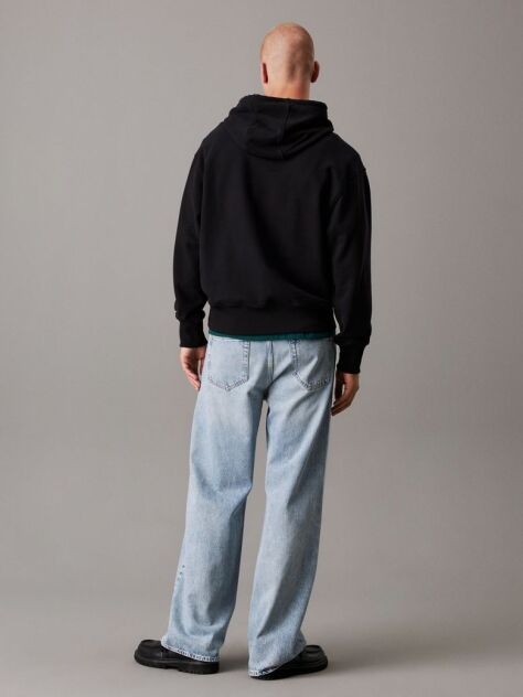Black Cotton Terry Hoodie  Men